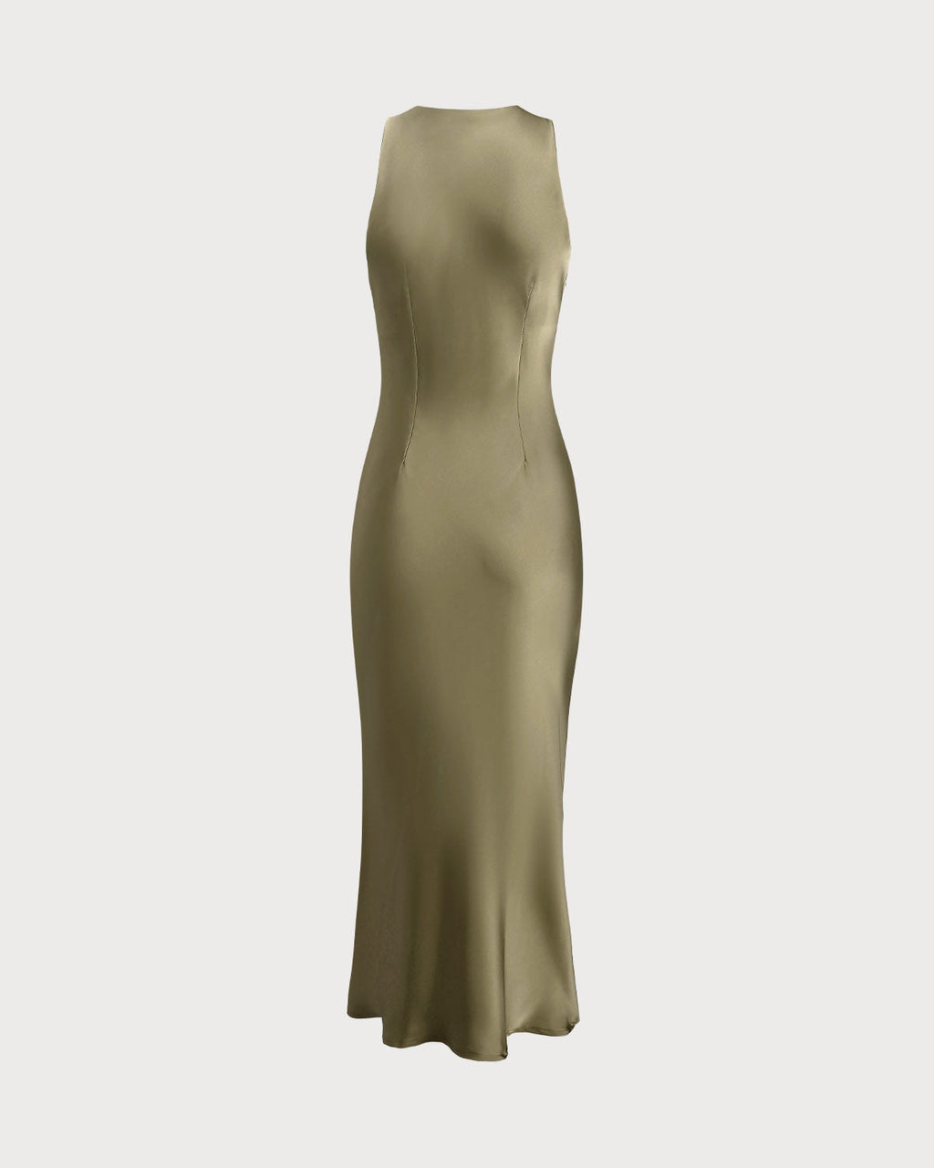 Emerald Satin Boat Neck Midi Slip Dress
