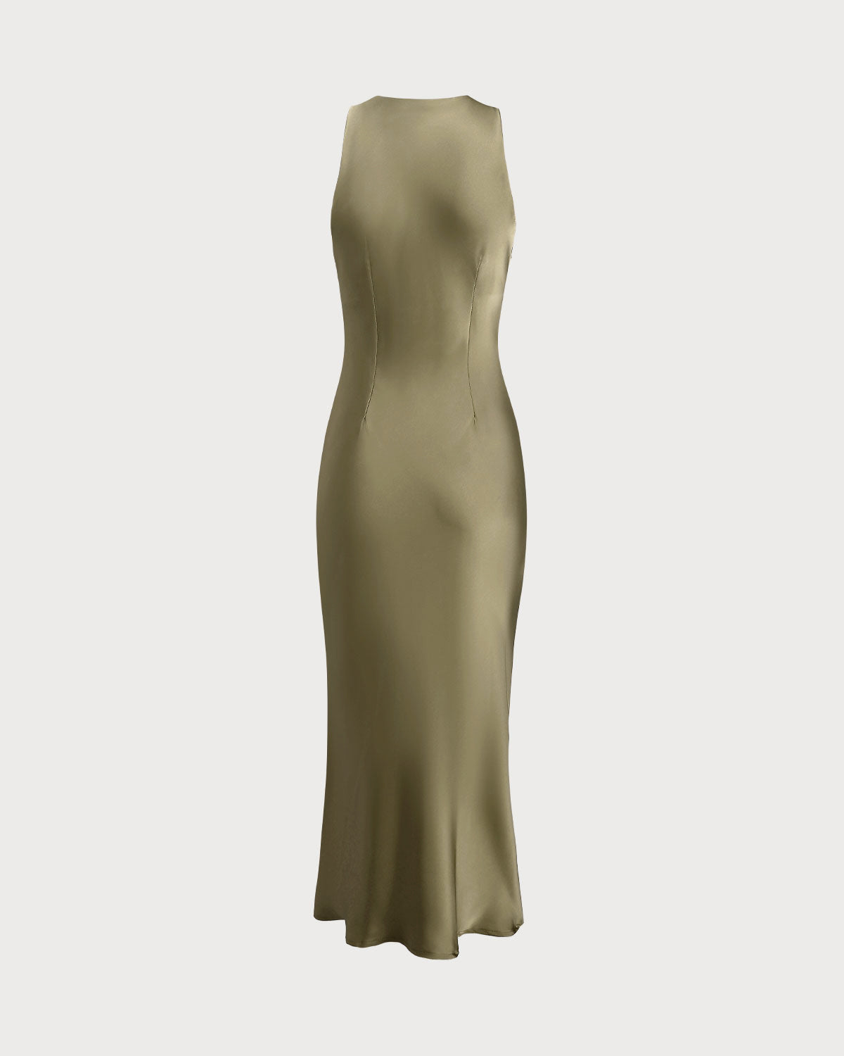 Emerald Satin Boat Neck Midi Slip Dress