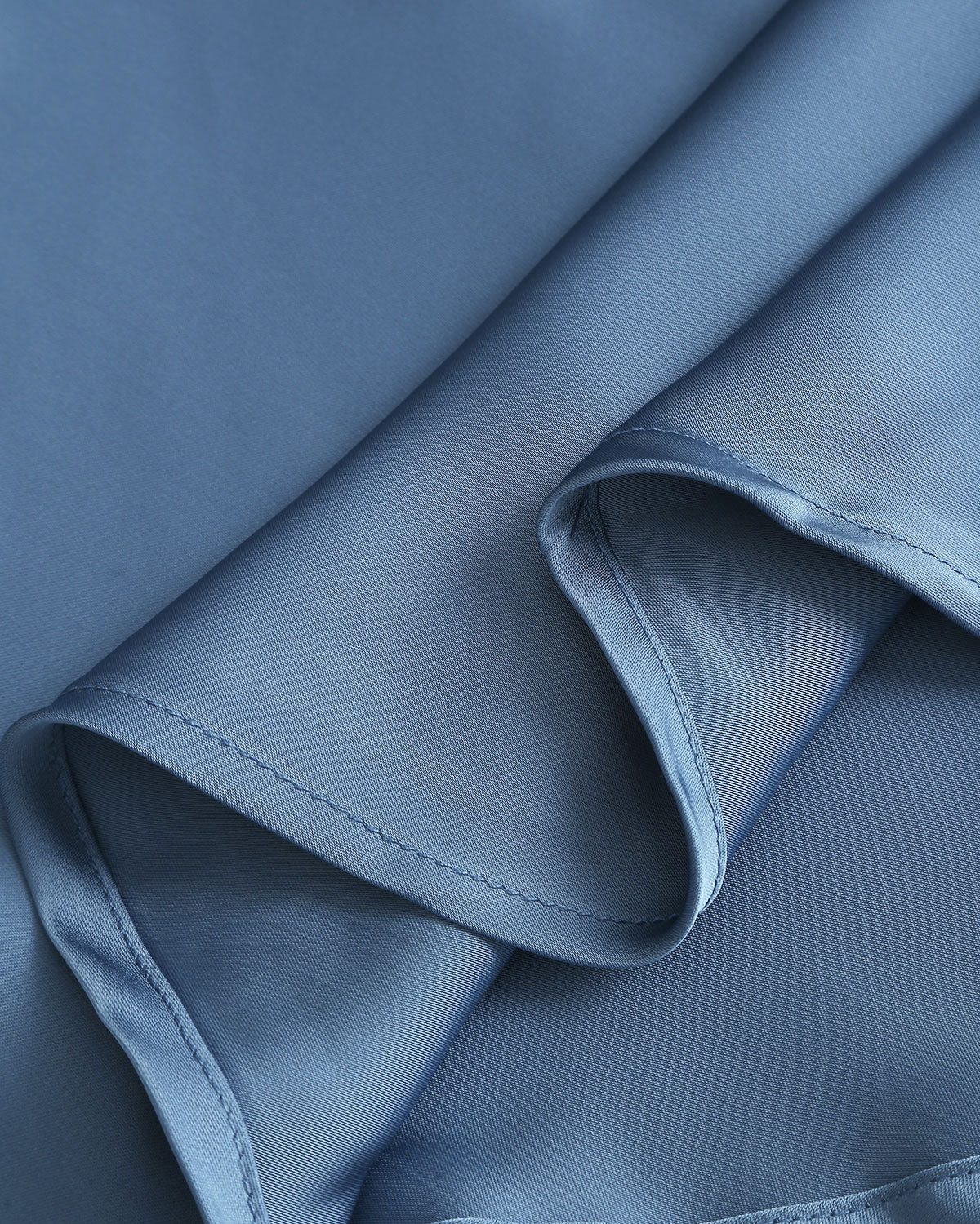 Blue Satin Boat Neck Midi Slip Dress