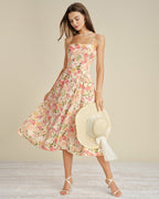 Floral Ruched A-Line Midi Dress