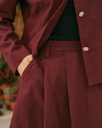 Wine Red Pleated A-Line Mini Skirt" can be rewritten as "Pleated A-Line Mini Skirt in Wine Red.
