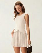 Apricot Skater Mini Dress with Round Neck