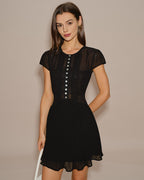 Sheer Black Chiffon Mini Dress