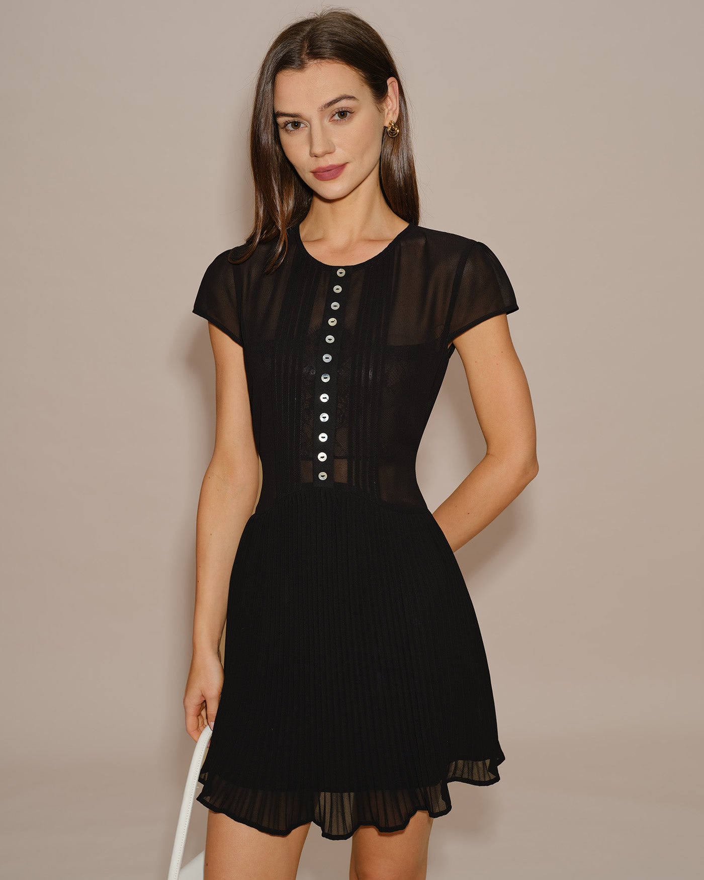 Sheer Black Chiffon Mini Dress