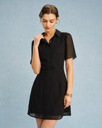Mini Dress with Black Buttoned Collar