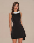 Backless Mini Dress with Black Cowl Neck