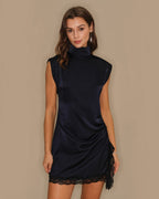 Blue Lace Tunic Mini Dress with Turtle Design