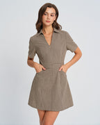 Mini Dress with Brown Plaid Collar