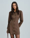 Brown Button-Up Mini Dress