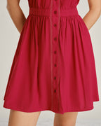 Mini Dress with Lace Button Details and Red Collar