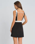 Mini Dress with Black Contrast Bowknot