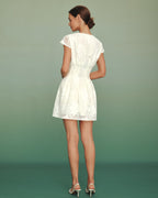 Textured Mini Dress with V-Neck in Apricot
