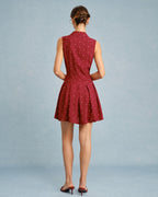 Polka Dot Mini Dress with Red Collar