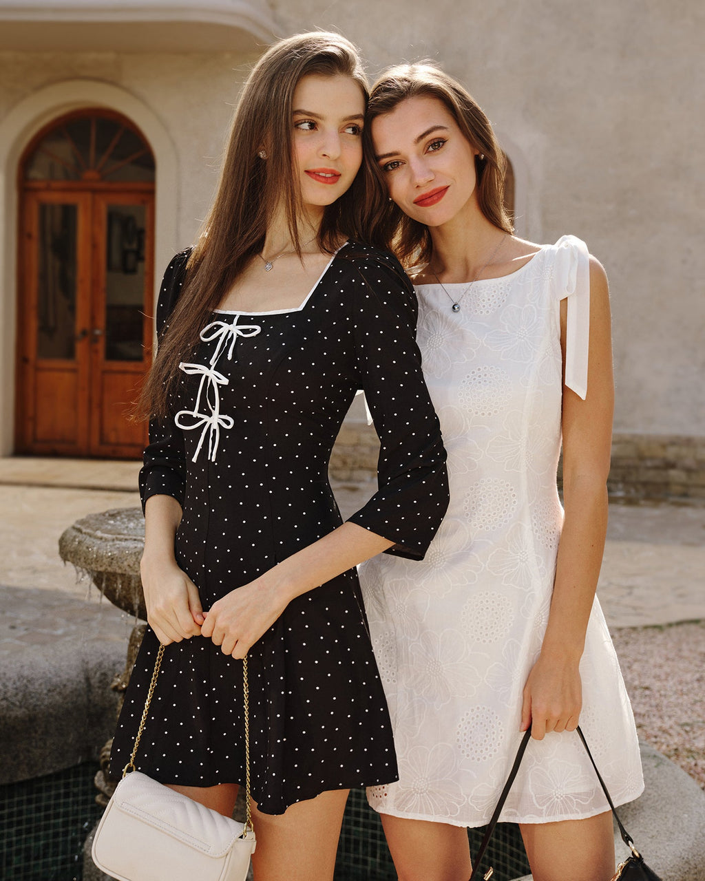 Textured Mini Dress with White Floral Design