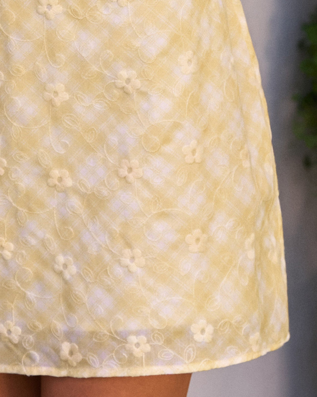 Yellow Plaid Ruffled Sleeveless Mini Dress