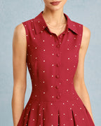 Polka Dot Mini Dress with Red Collar
