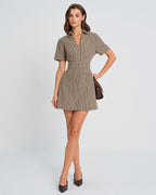 Mini Dress with Brown Plaid Collar