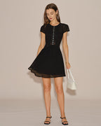 Sheer Black Chiffon Mini Dress