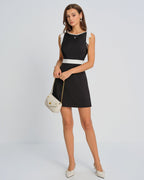 Mini Dress with Black Contrast Bowknot