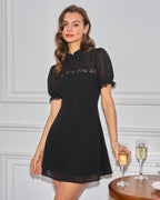 Mini Dress with Black Mandarin Collar