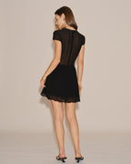 Sheer Black Chiffon Mini Dress