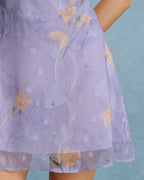 Jacquard Slip Mini Dress in Purple X Cross Design