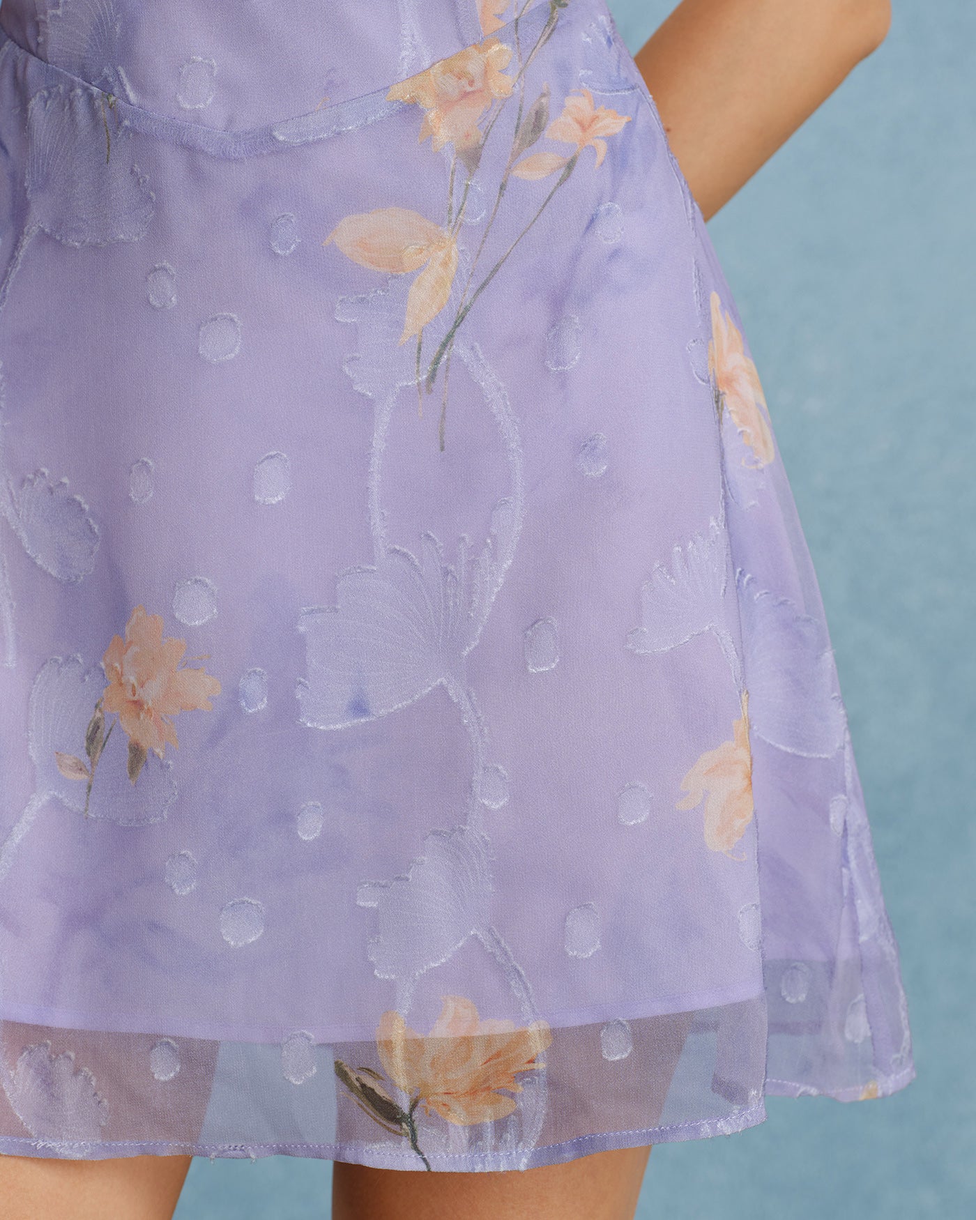 Jacquard Slip Mini Dress in Purple X Cross Design