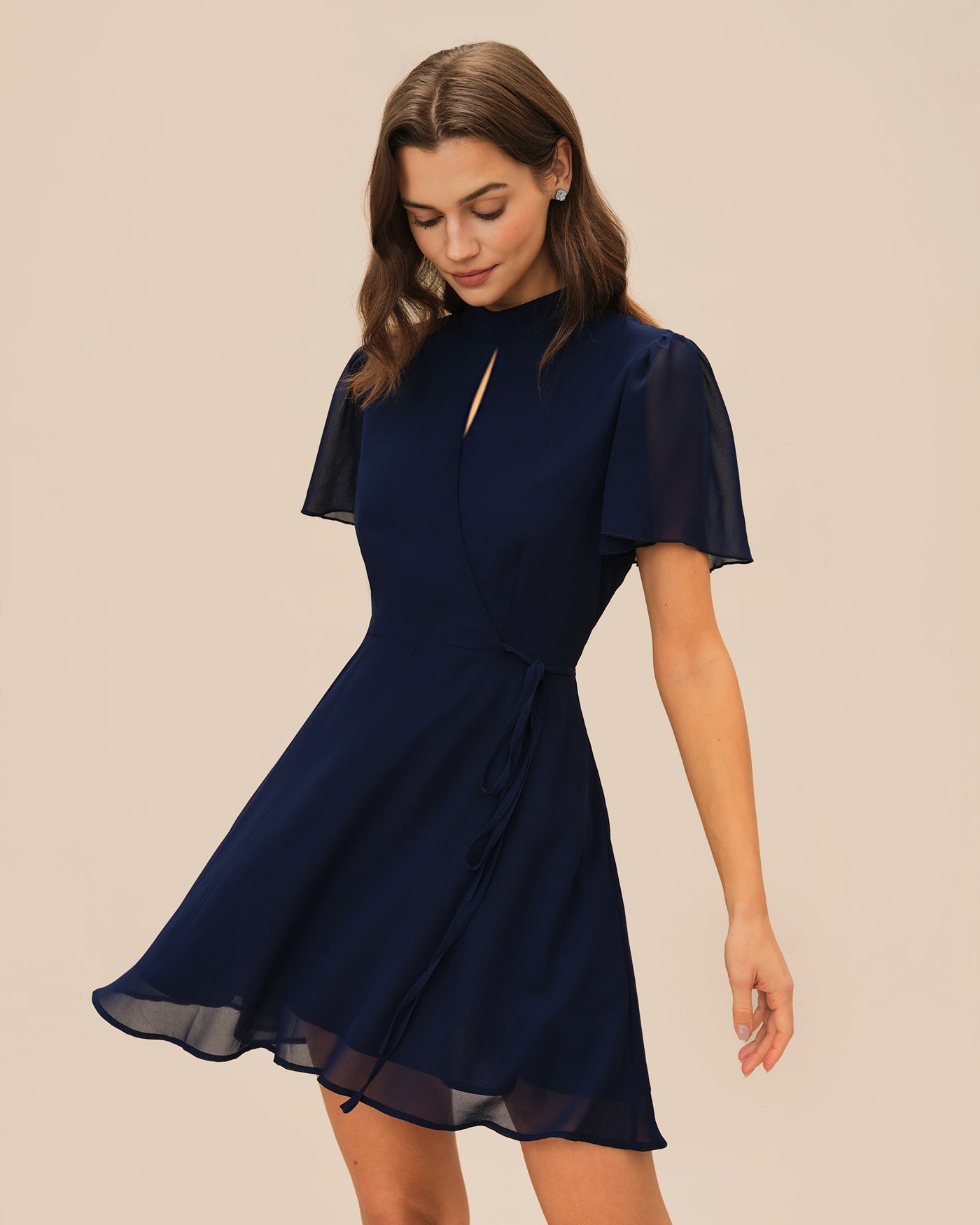 Mini Dress with Blue Butterfly Sleeves