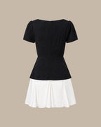 Contrasting Mini Dress with Black Square Neck