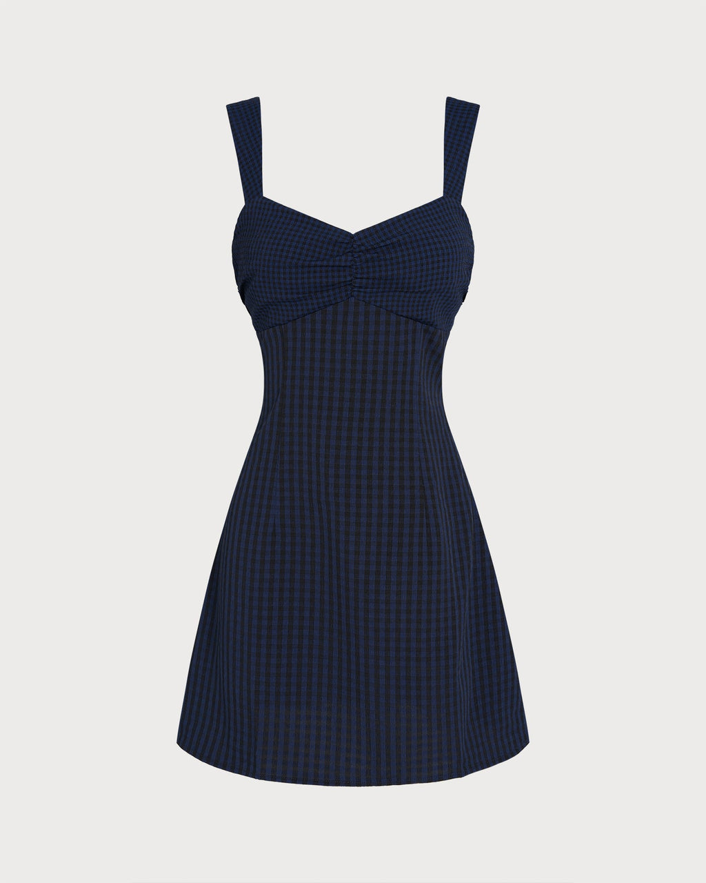 Plaid Mini Dress with Blue Sweetheart Neckline