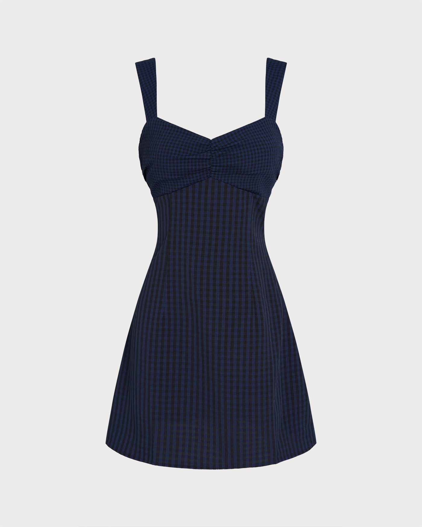Plaid Mini Dress with Blue Sweetheart Neckline