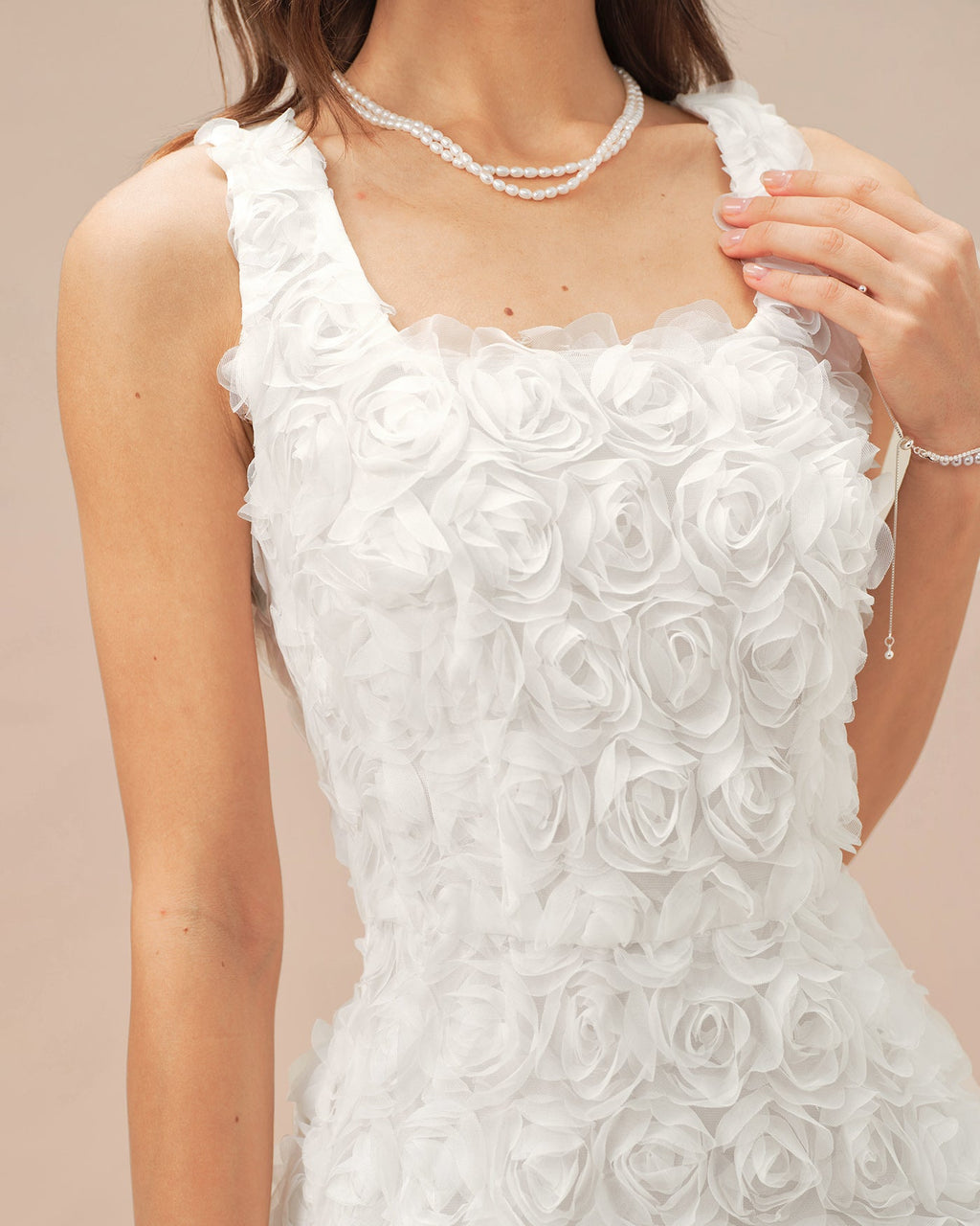 Floral A-Line Mini Dress with White Square Neck