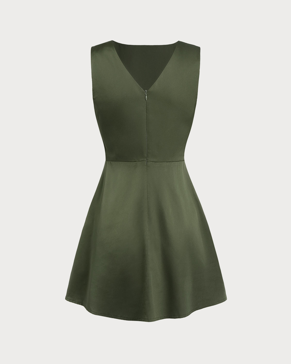 Emerald Satin Sleeveless Mini Dress