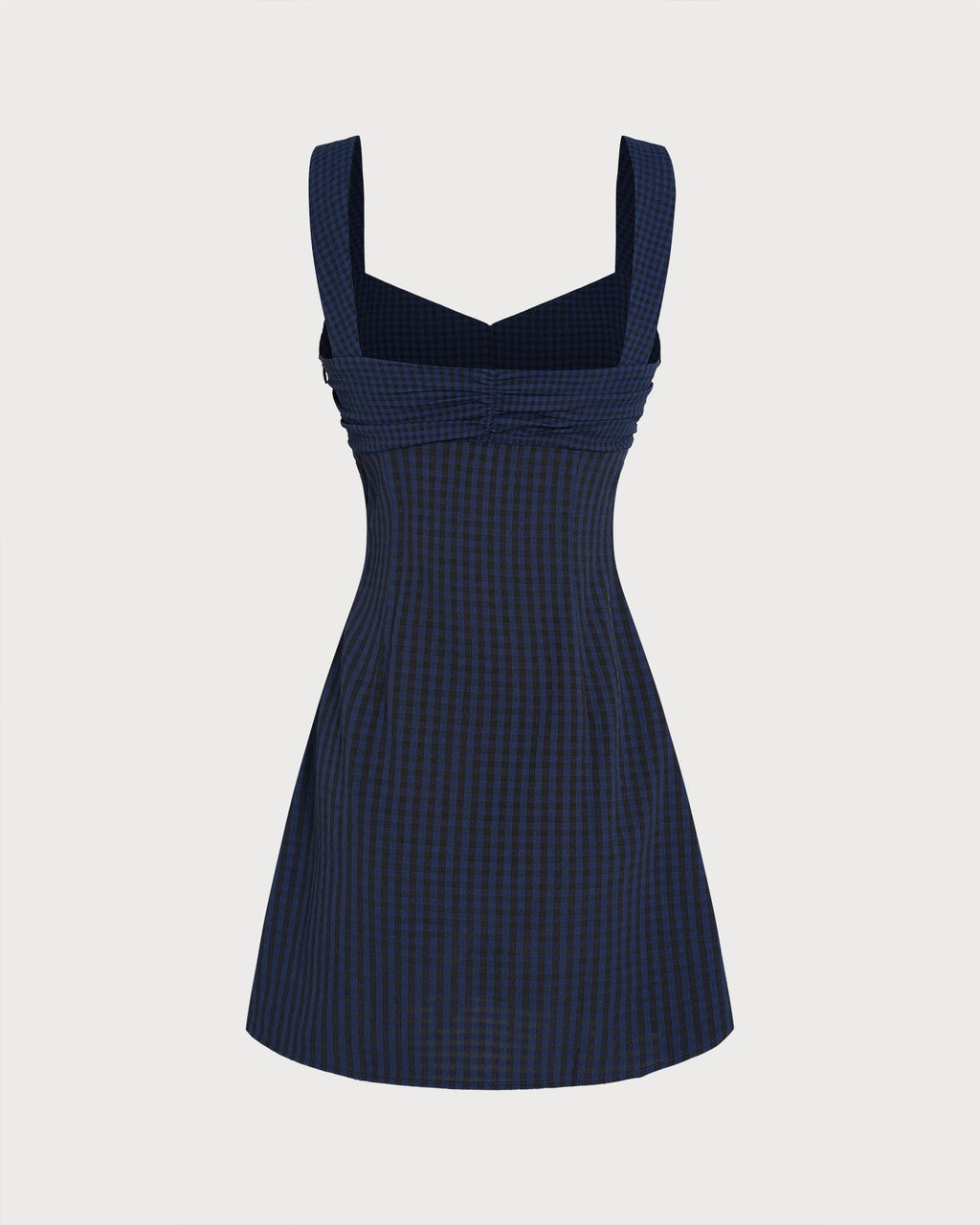 Plaid Mini Dress with Blue Sweetheart Neckline