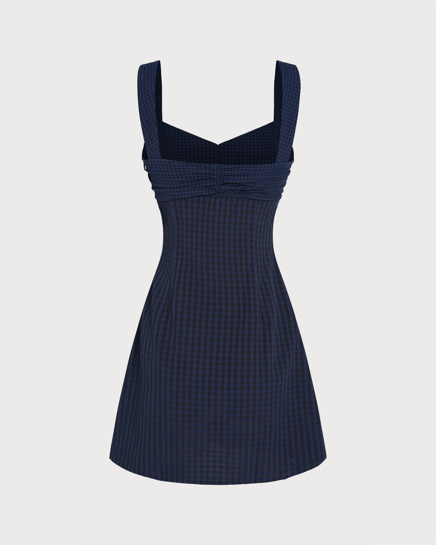 Plaid Mini Dress with Blue Sweetheart Neckline