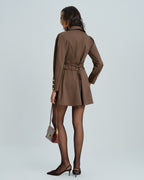 Brown Button-Up Mini Dress