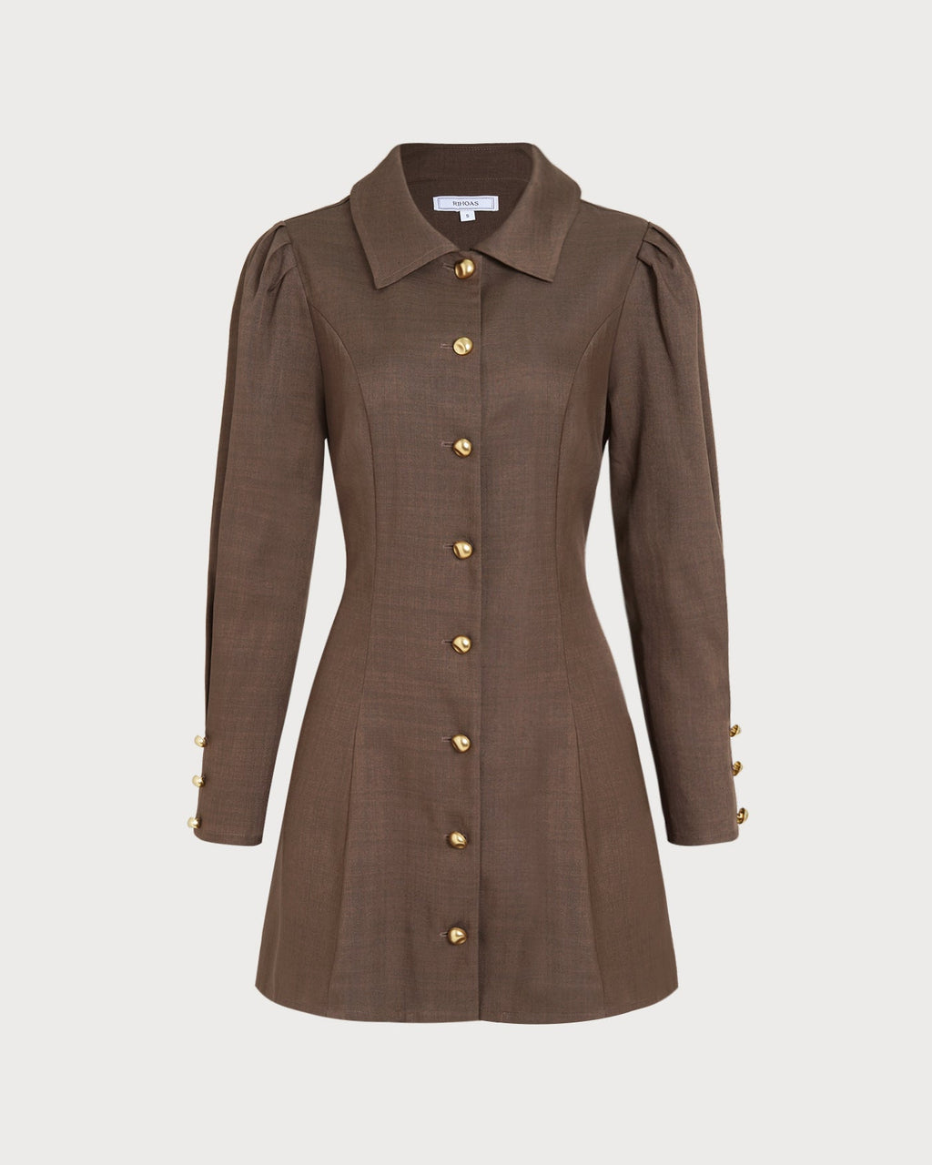 Brown Button-Up Mini Dress