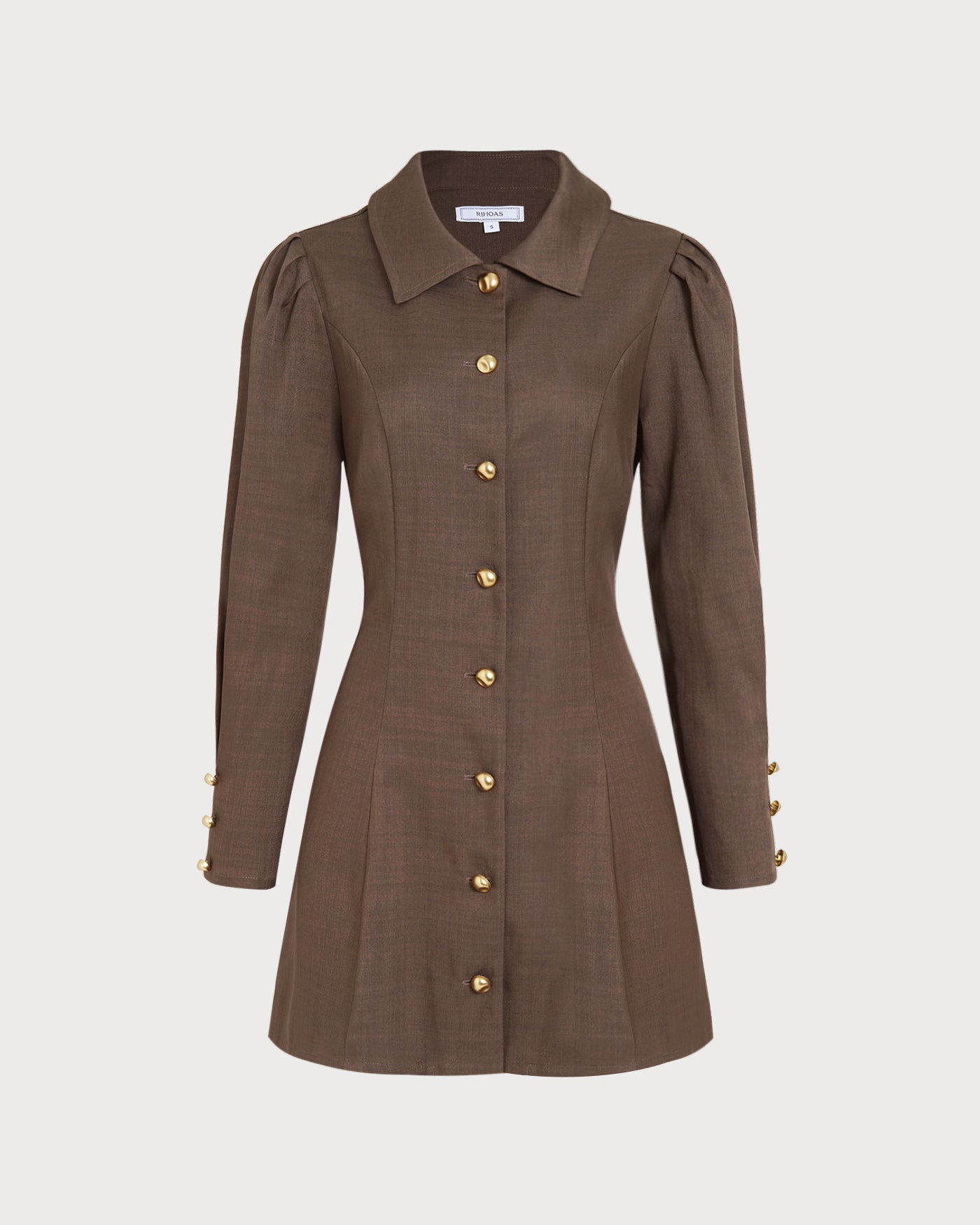 Brown Button-Up Mini Dress