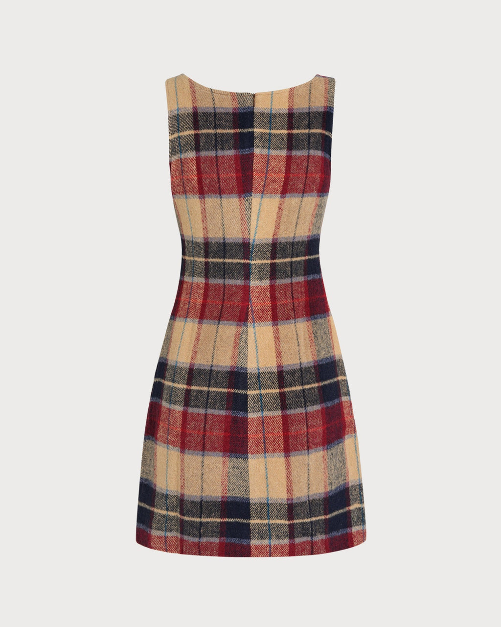 Red Plaid U-Neck Mini Dress