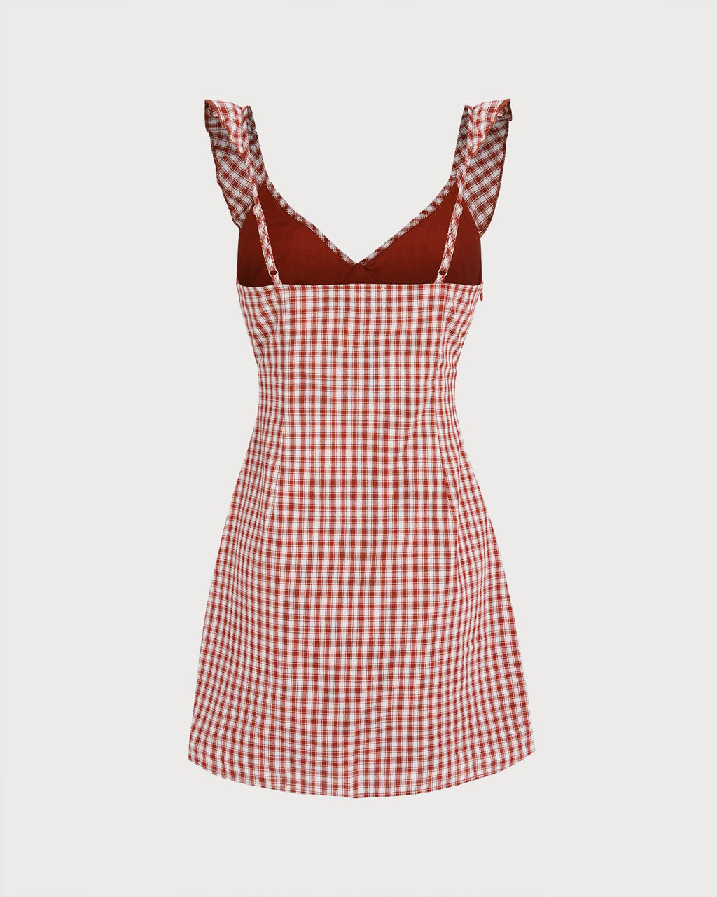 Red Plaid V-Neck Mini Slip Dress