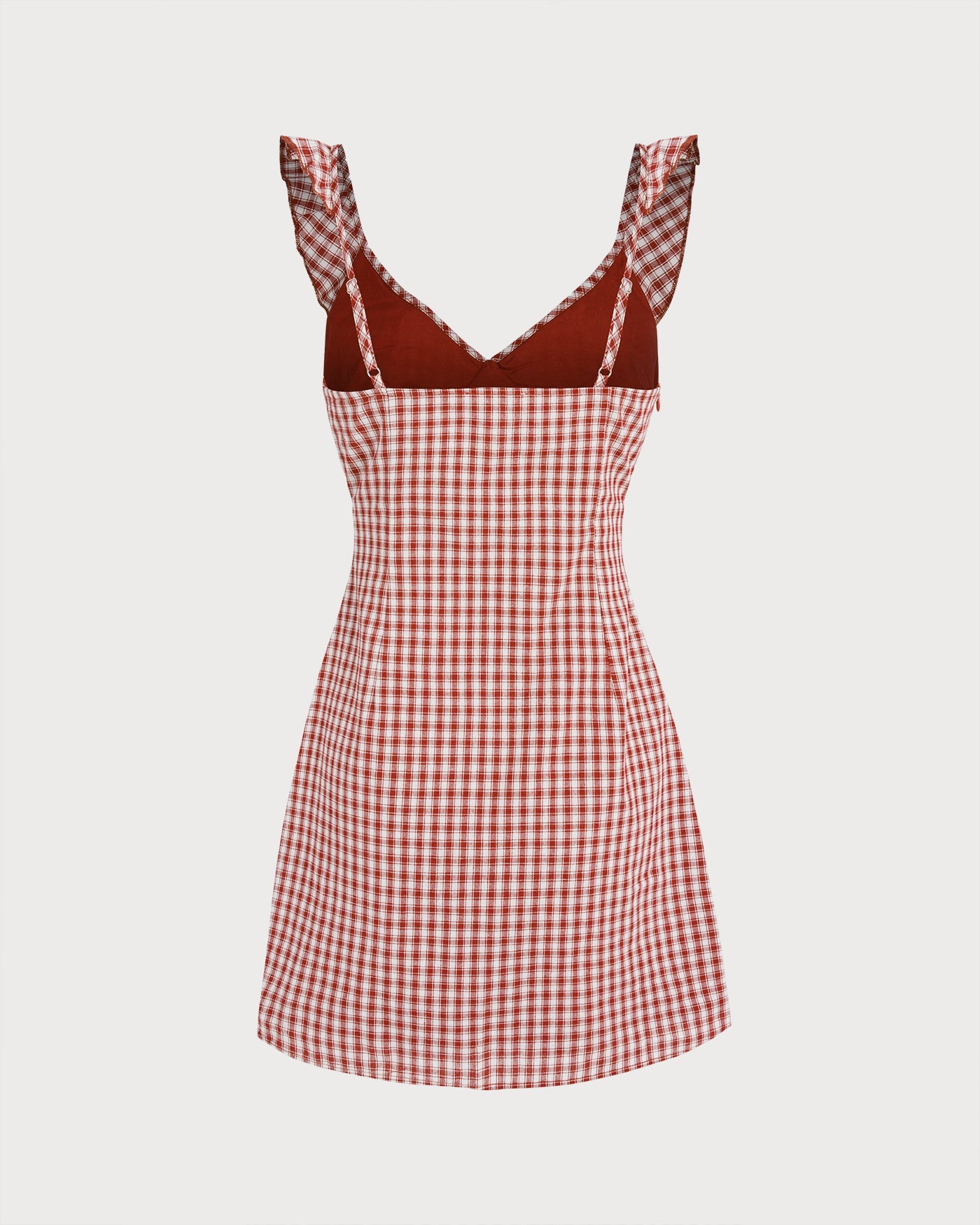 Red Plaid V-Neck Mini Slip Dress