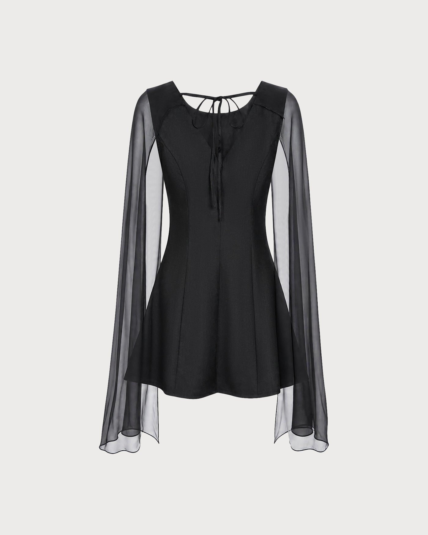 Flowy Mini Dress with Black Boat Neck