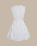 Textured Mini Dress with White Floral Design