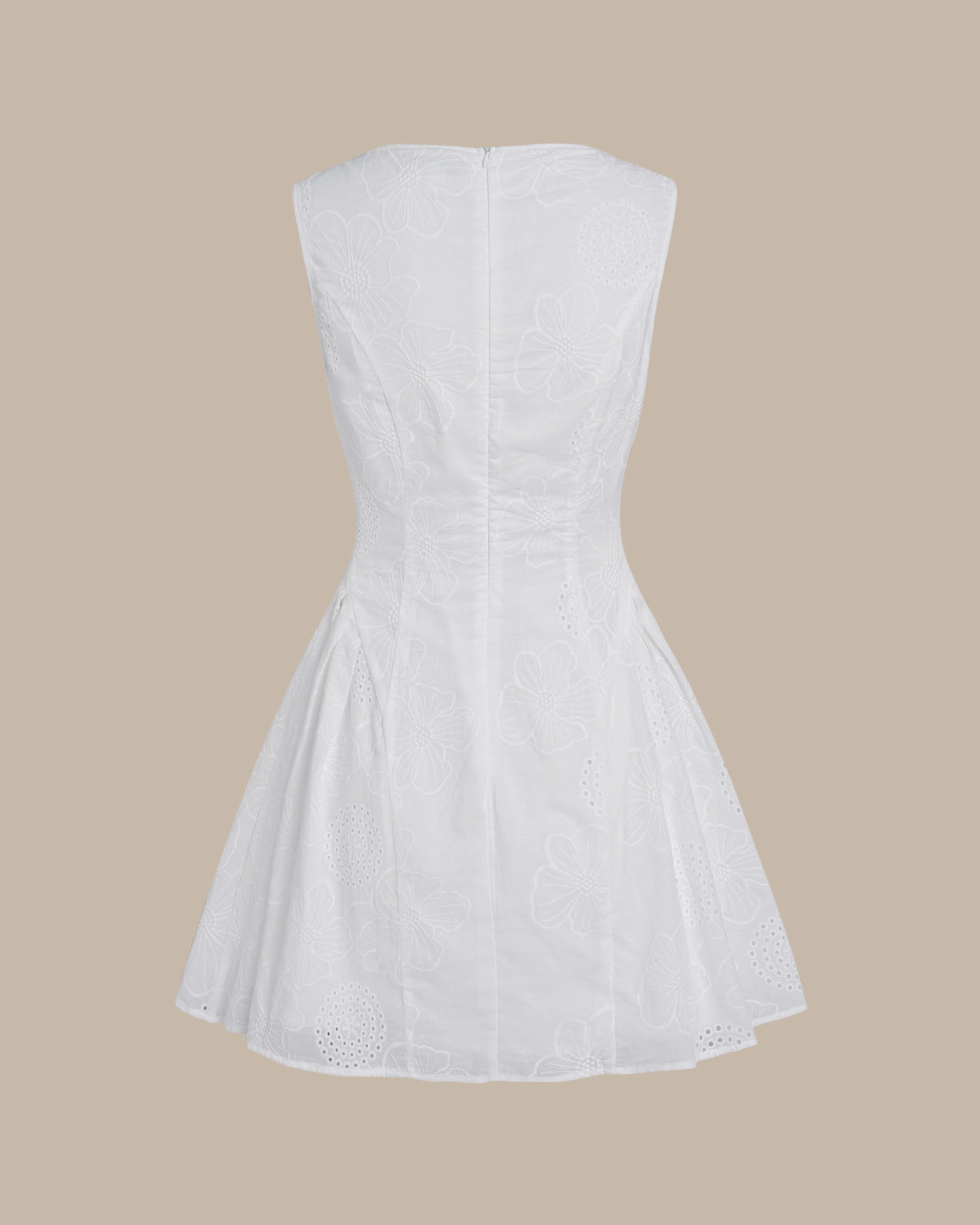 Textured Mini Dress with White Floral Design