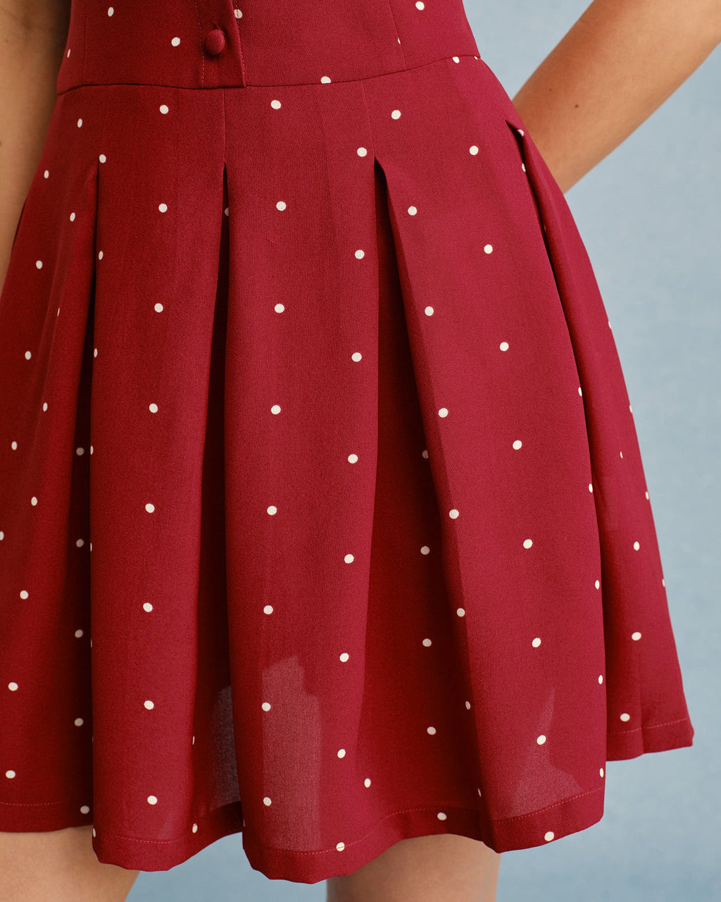 Polka Dot Mini Dress with Red Collar