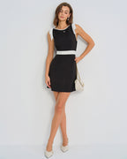 Mini Dress with Black Contrast Bowknot