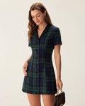 Mini Dress with Green Plaid Collar