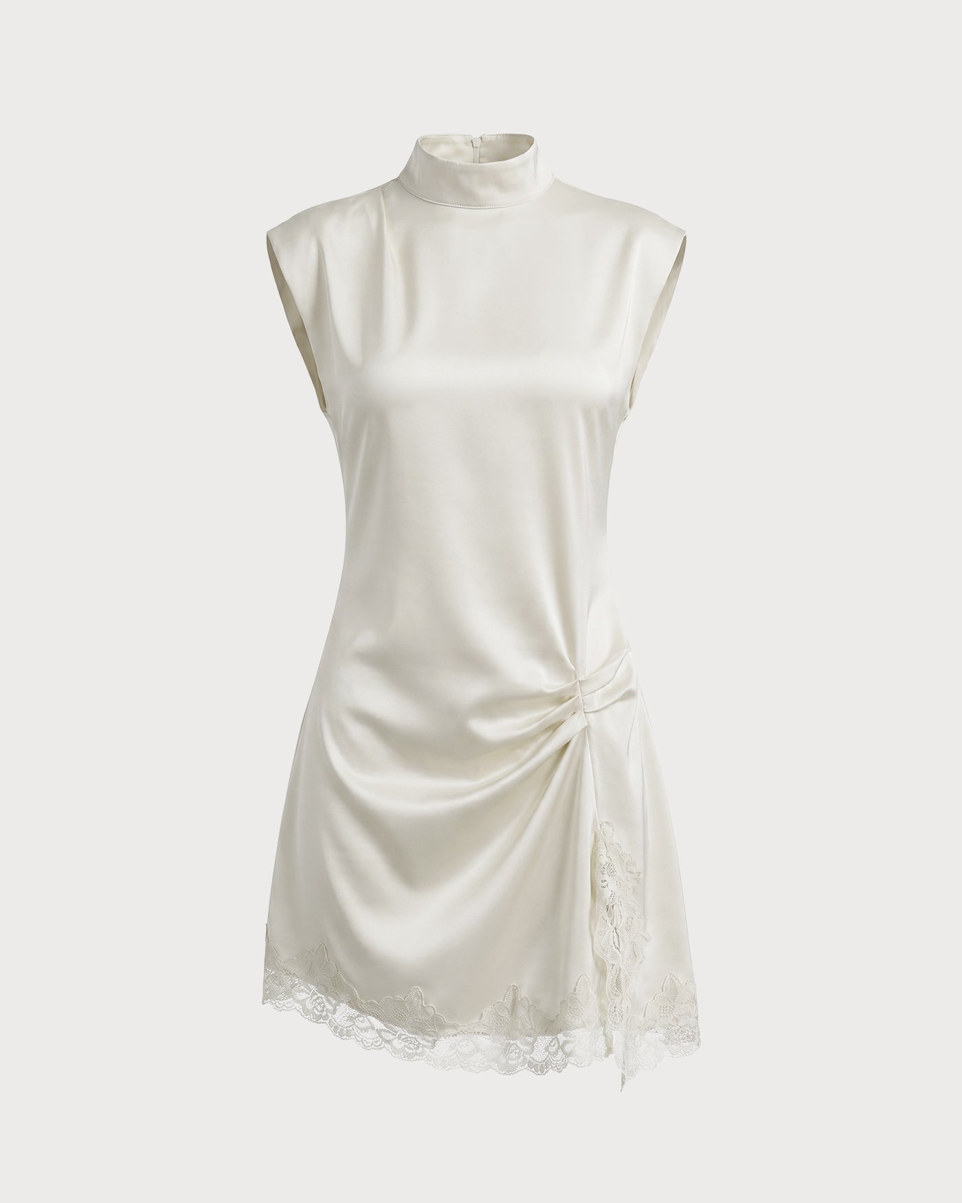Apricot Lace Bodycon Mini Dress with Turtle Neck