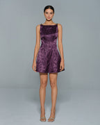 Floral Mini Dress in Purple with Sleeveless Design