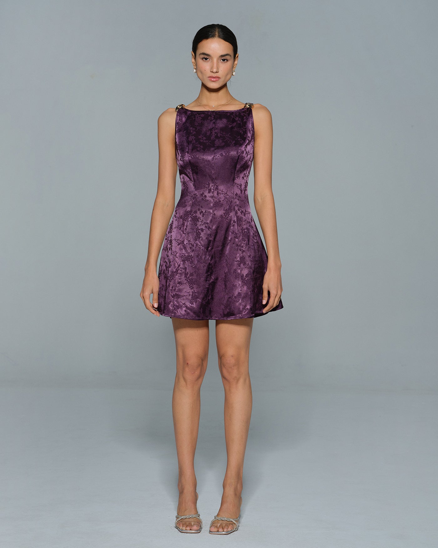 Floral Mini Dress in Purple with Sleeveless Design